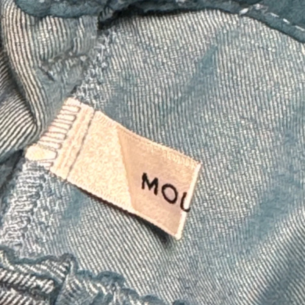 MOUSSY Out Pocket Bag Blue Cargo Pants Cotton Linen Elastic‎ Waist Stacking SZ 1 - Picture 5 of 16